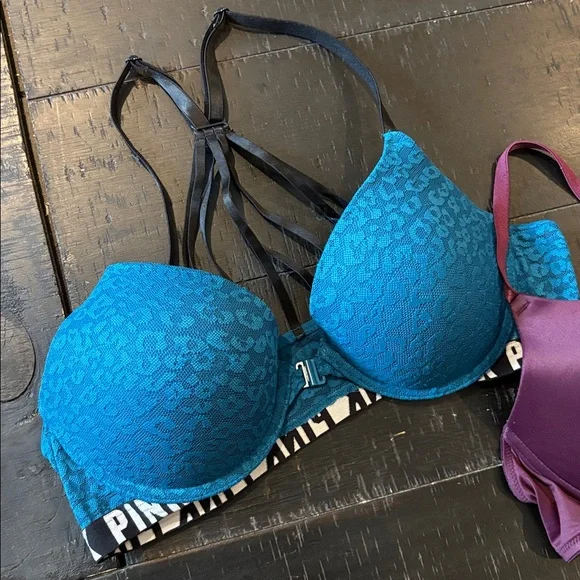 PINK Victoria's Secret Teal and Plum Bra Bundle 36B Set of 2 Push Up - Picture 2 of 6